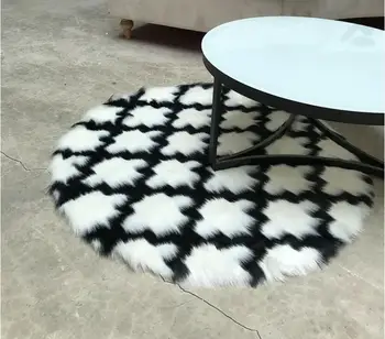 

Plush Carpet Round Black And White Plaid Plush Carpet Bedroom Bedside Mat Carpets For Modern Living Room Decor For Room Rugs