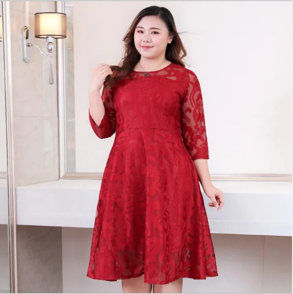 4xl-10xl размера плюс кружевное платье женское весеннее элегантное модное платье с рукавом три четверти тонкое вечернее платье длинное платье fw730
