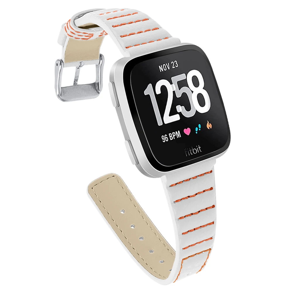 Кожаный ремешок для часов на замену браслет ремень для FitbitVersa Смарт часы NC99 - Цвет: Белый