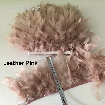 

10 Yard Leather Pink fluffy Turkey feathers ribbon fringe 4-6inch turkey feather trimming dancer carnival costumes Diy Clothing