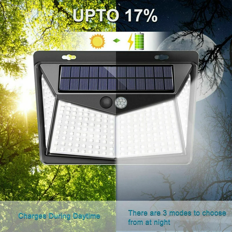 208 LED Solar Lights Powered PIR Motion Sensor Light Outdoor Garden Security Flood Lamp