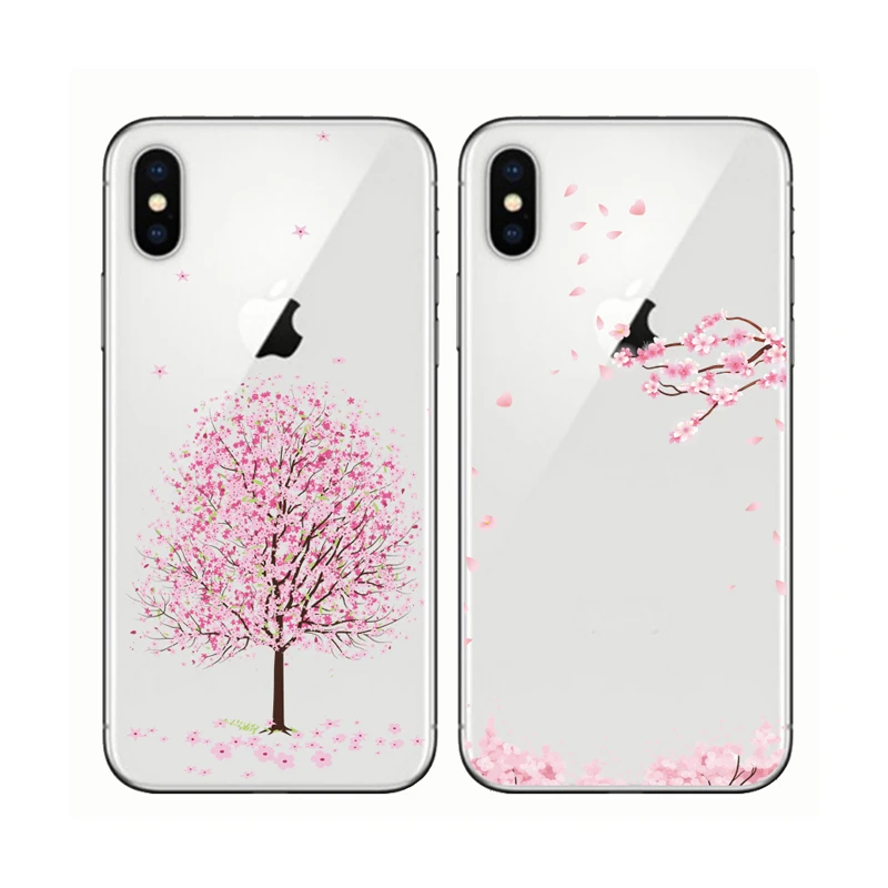Мягкий силиконовый чехол для телефона с романтичным цветком вишни iphone 12 11 Pro Max 6 6S