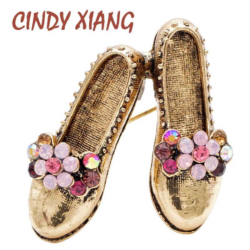 Винтажная женская брошь в виде пары туфелек CINDY XIANG креативное украшение обуви со