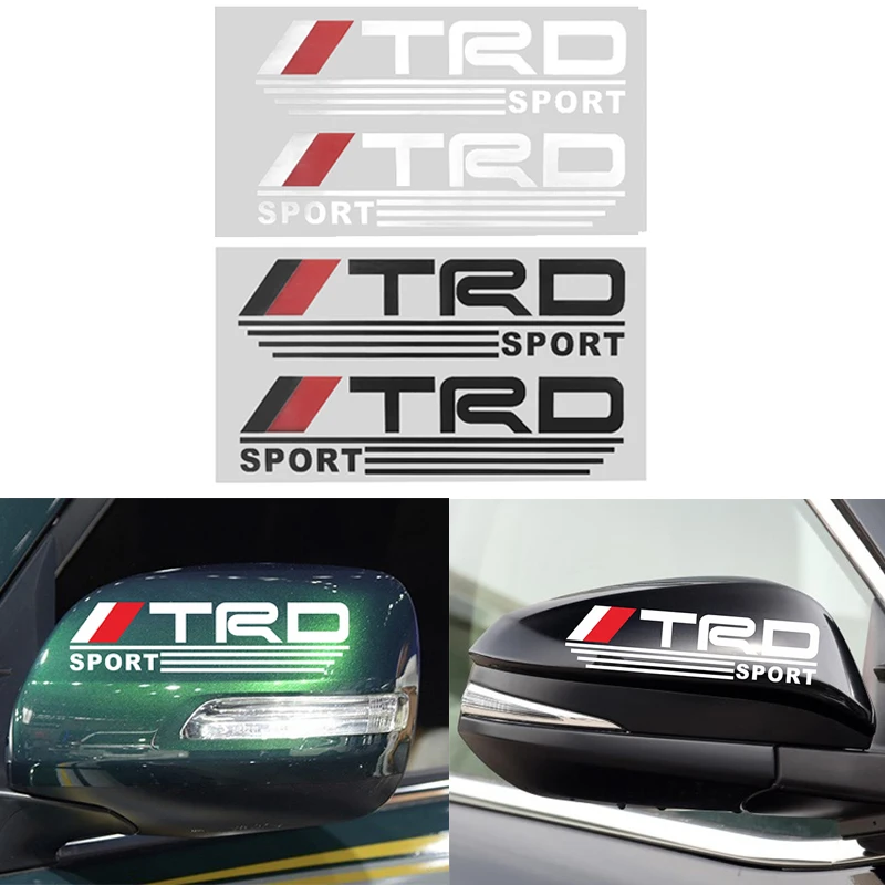 

2pcs Car styling TRD Logo Car Rearview Mirror 3D Stickers Funny Character Decoration For Toyotas Car Decoration Accessories