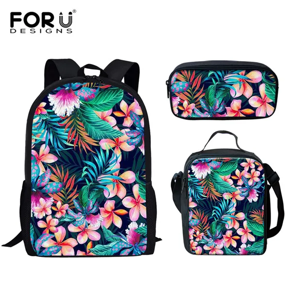 FORUDESIGNS/комплект рюкзаков с цветочным принтом; модные детские школьные сумки для девочек; повседневные сумки с Тропическими Цветами; Детские сумки на плечо; Mochila - Цвет: HMG1172CGK