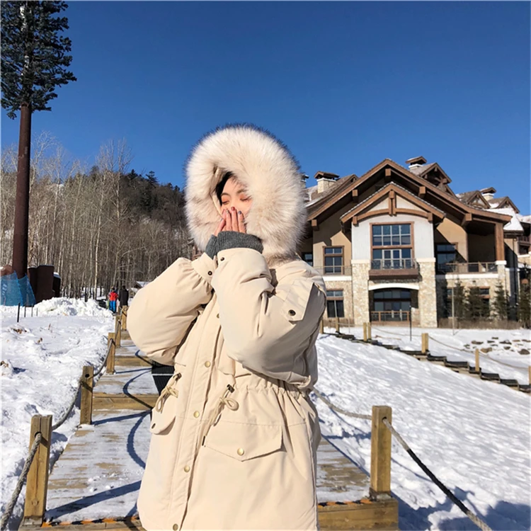 Зимняя куртка женская с капюшоном парка теплое плотное зимнее пальто на молнии корейский Свободный пуховик хлопковая куртка зимняя одежда женское пальто