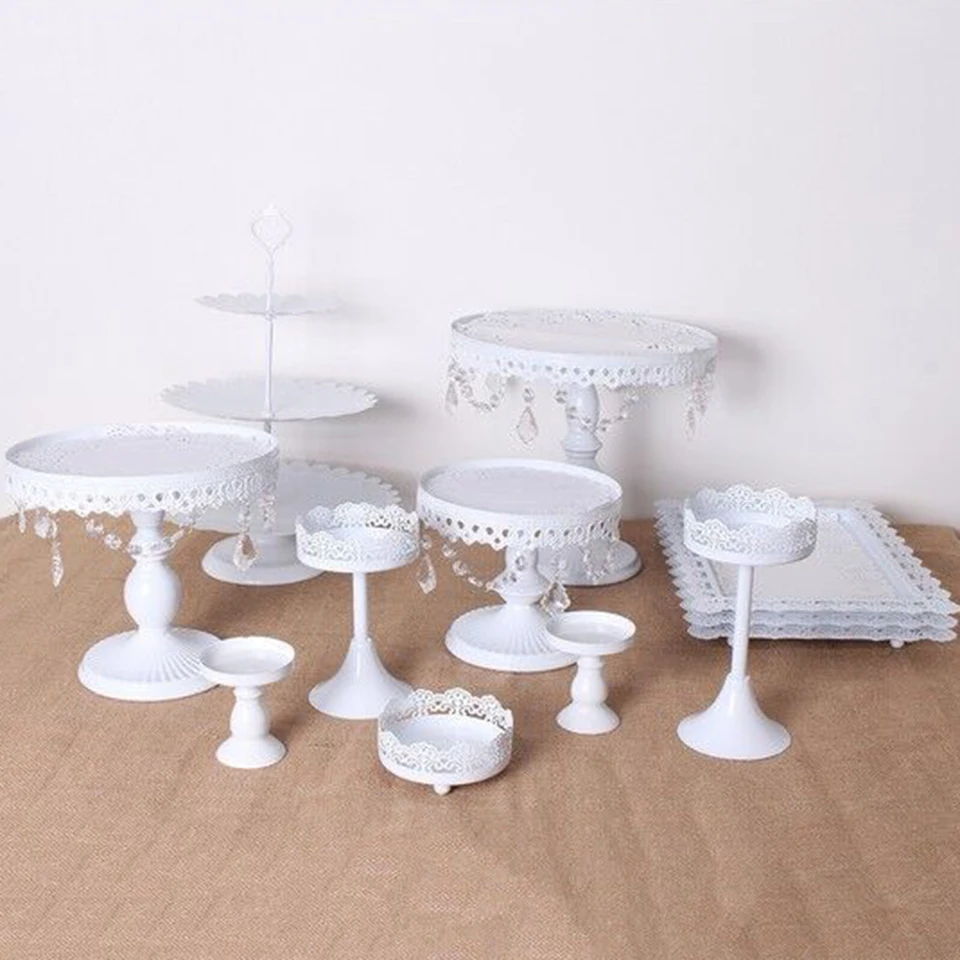 white 12 pcs Transhome, подставка для кексов, 12 шт., металлический десертный стол, высокий поднос для торта, для рождества, дня рождения, вечеринки, макарон, стойка для кексов, подставка для свадьбы - Цвет: white 12 pcs