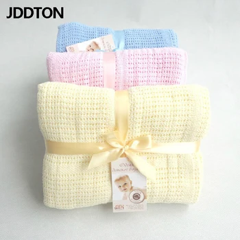 

JDDTON Baby Blankets New Knitted Newborn Hollow Blanket Air Conditioner Cover Solid Color Cotton Children Covers Quilt BE137