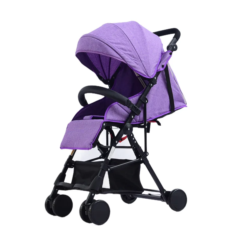 Purple Многофункциональная прогулочная коляска может лежать или легко складываться с высоким пейзажем, детская коляска - Цвет: Purple