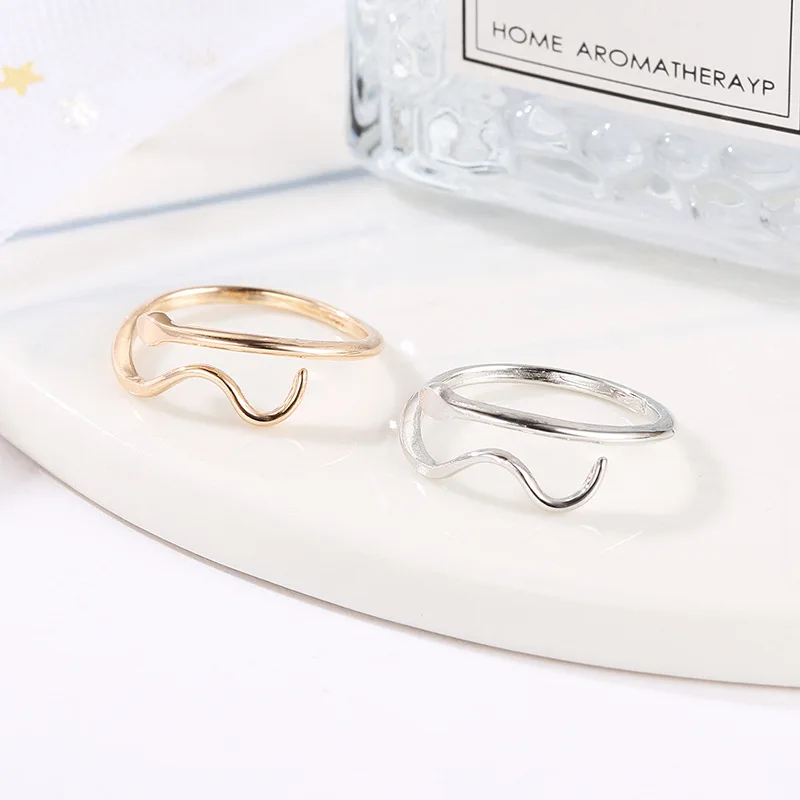 Эффектное кольцо в форме змеи для женщин простой воды пульсация открытый Регулируемый Обручальное кольцо пара модное кольцо женское кольцо