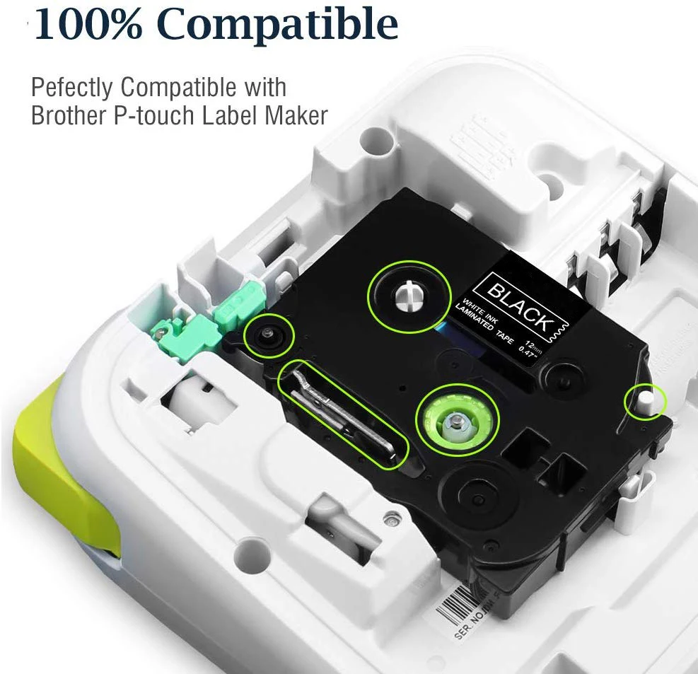 Unistar 12 мм Совместимость для Brother P-Touch запечатанных лент для TZe-334 TZe-335 TZe-T535 TZe-MGL35 для p-касания PT-1080 принтер для печати этикеток
