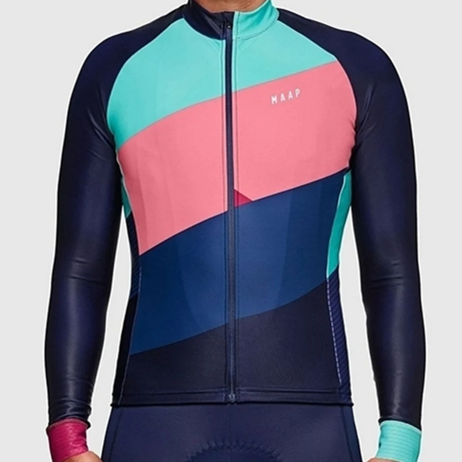 MAAP Мужская велосипедная одежда, Зимняя Теплая Флисовая одежда с длинным рукавом, Майо ciclismo, для улицы, термик, polaire cyclisme MTB jersey - Цвет: Коричневый