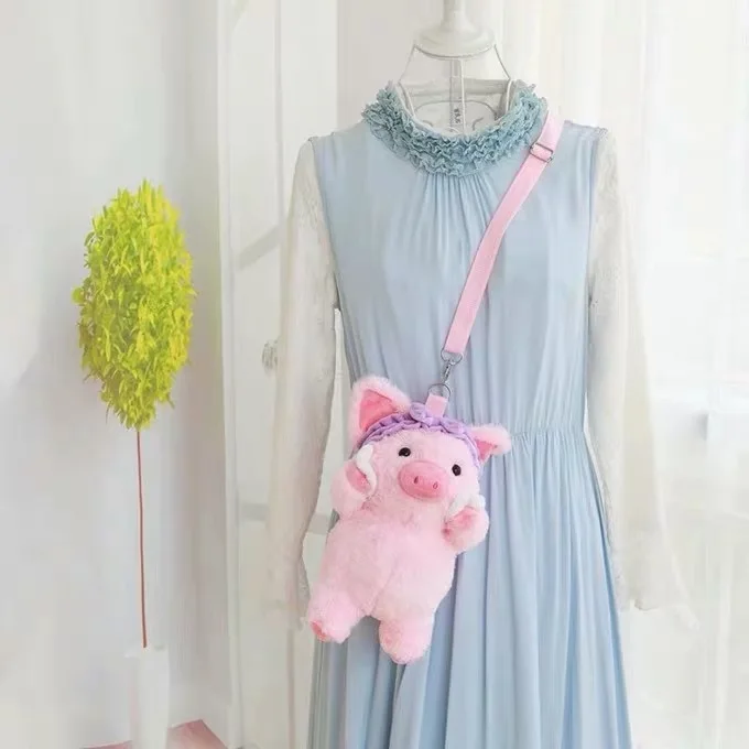 Плюшевые Make Up Pig игрушка творческий косметическая коробка рекламные подарки Симпатичные мягкие высокое качественное оголовье в виде розовой свинки ватным тампоном макияж игрушка для нее - Цвет: crossbody bag