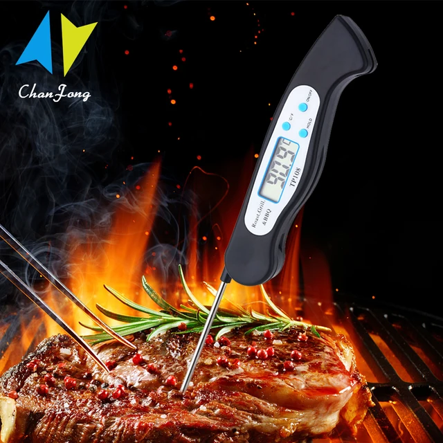 Összecsukható Élelmiszer -Hőmérő Digitális Konyhai Étel Főző Szerszám Bbq Húsvilla Grill Szonda Hőmérséklet -Mérője Tp108 Akkumulátorral