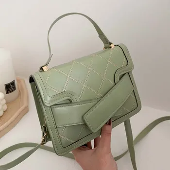 

Quilted Threads Design PU Leather Crossbody Bags for Women 2020 Summer Small Messenger Shoulder Handbags Fashion Tote Bags
