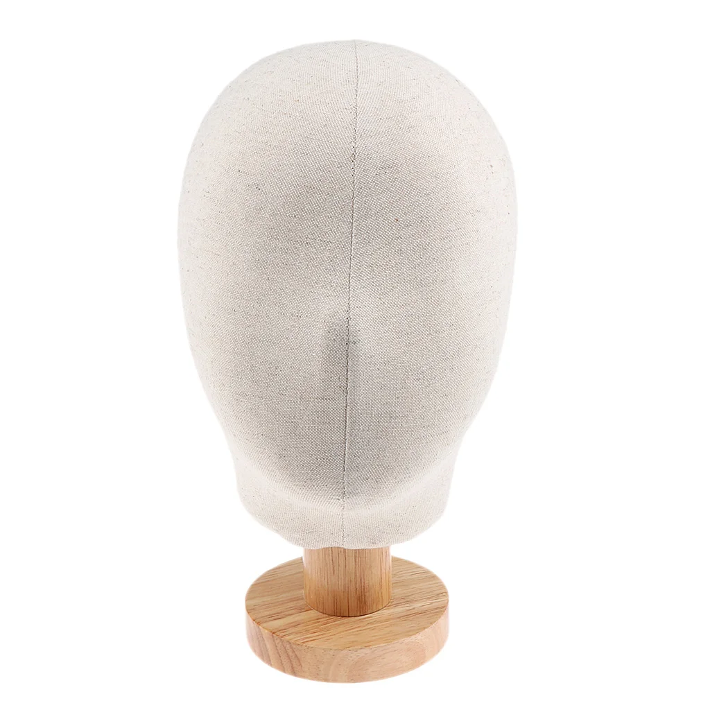 20 Inches Cork Canvas Block Head Mannequin Manikin Wig Making Hat Display Styling Head With Wooden Stand
