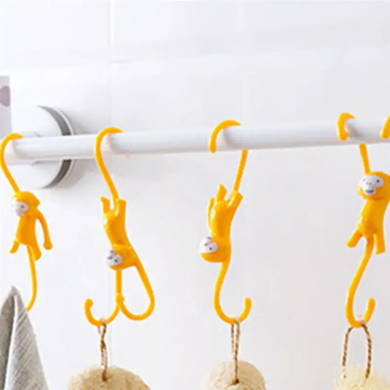 

Cute Cartoon Monkey Hook Kitchen Cabinet Hanger Bathroom Little Monkey S-shaped Plastic Single Hook