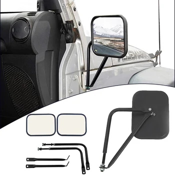 

Car Side Door Rearview Mirror Adjustable Shape Angle Lens Blind Spot Rear View Mirrors For Jeep Wrangler JK TJ LJ YJ CJ Car