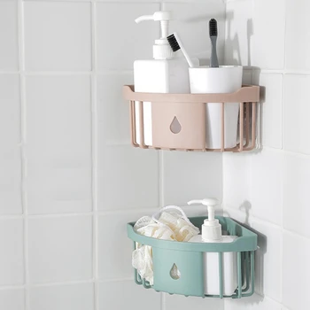 

New 1pcs Bathroom Shelf Storage Kitchen Rack Corner Shelf Wash Powerful Hanging bathroom Tripod Toilet Wall