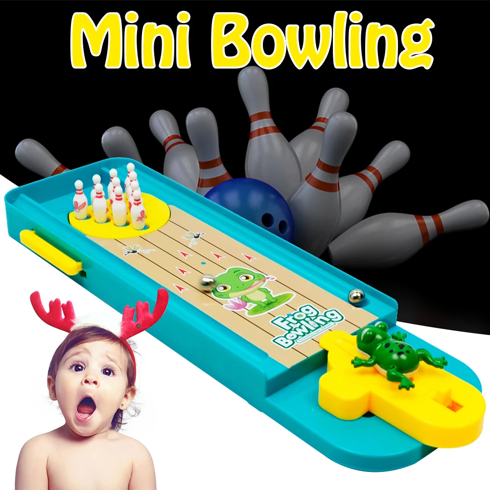 Cartoon Mini Bowling Set Frog Bowls Children Toy Shooting Puzzle Interactive Game Sports Party Entertainment Mini Table Game