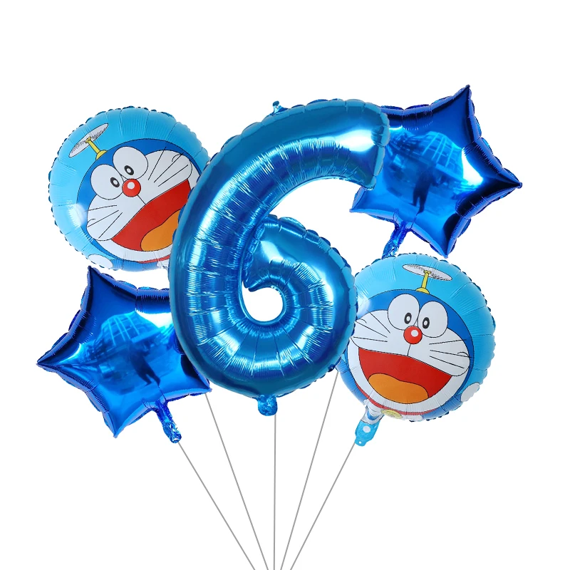 5 шт. Doraemon 30 дюймов воздушные шары с номером музыкальная кошка Круглый гелиевый Свадебный шар Декор с днем рождения принадлежности для вечеринки воздушный шар