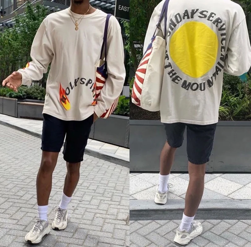 19SS kanye west SUNDAY SERVICE MERCH Holy Spirit футболка с длинными рукавами в стиле хип-хоп Уличная футболка kanye west футболки для мужчин и женщин