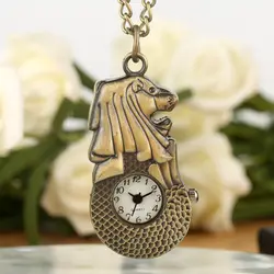 Классические бронзовые полые Животные форма, карманные наручные часы прочные тонкие цепи кулон часы для мужчин и женщин
