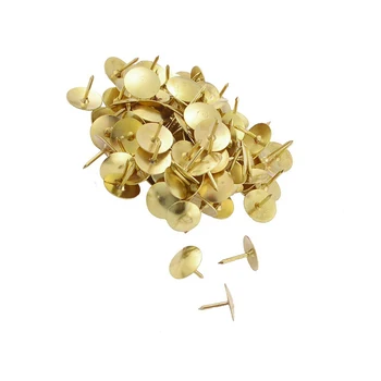 

New 100 Pcs Pack Office Gold Tone Thumbtacks