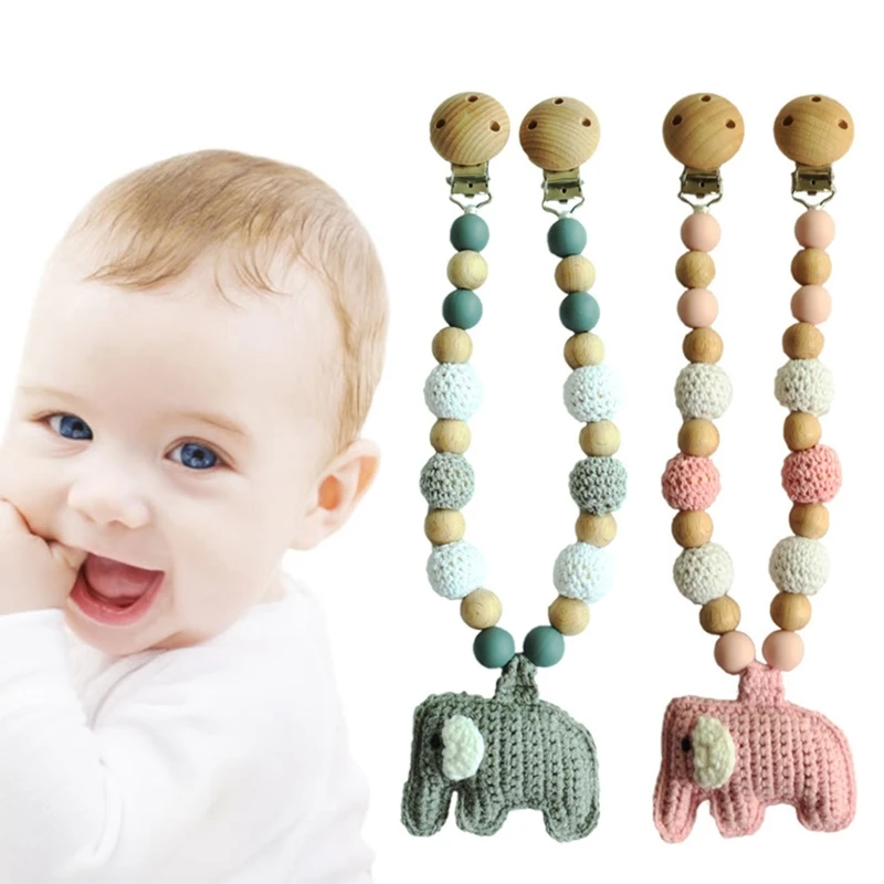 

Baby Teether Teething Pendant Pram Clip Hanging Toy Pacifier Chain Silicone Bead R2JF