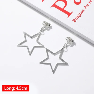 Hot Sale Korean Style Clip on Earrings Geometric Long Ear Clips for Fashion Girl Student Party Prom No Pierced Earring Gift - Окраска металла: 028