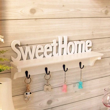 

Scarf Sweet Home With Hook Space Saving Key Holder Wood Board Practical Storage Shelf Organizer Wall Mounted Rack Decoration