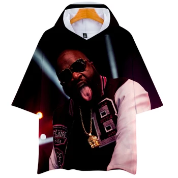 

Rick Ross rap singer short-sleeved hoodie t shirt summer hip hop fashion trend short sleeve t shirt