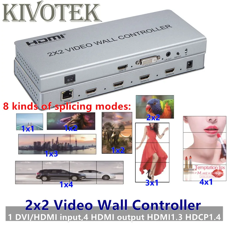 2x2 HDMI DVI видео стены контроллер адаптер ЖК-дисплей 1080PTV настенный процессор