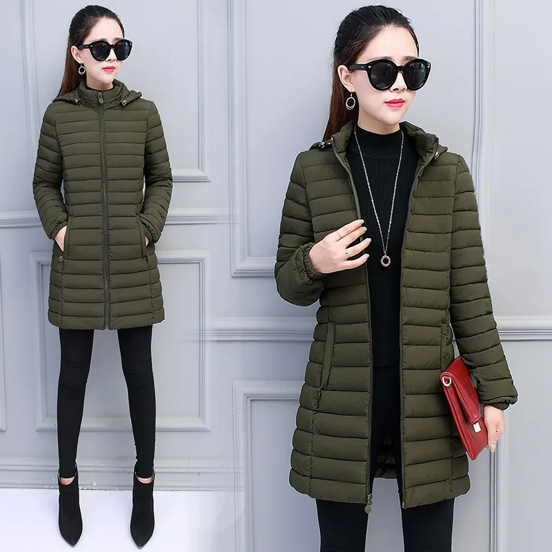 

2019 off Season Processing Cotton-padded Clothes Women's Mid-length Thin Slim Fit Korean-style Cotton-padded Jacket down Jacket