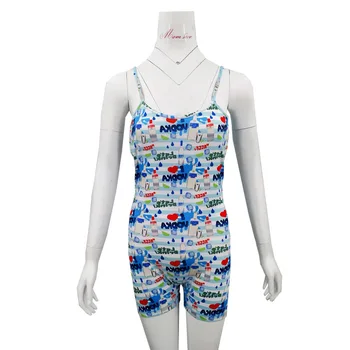 

Momlover Design Onesie Sleeveless Pajamas Sexy Pajamas Jumpsuit Ladies Printed Ladies Pajamas Summer Adult Jumpsuit Shorts