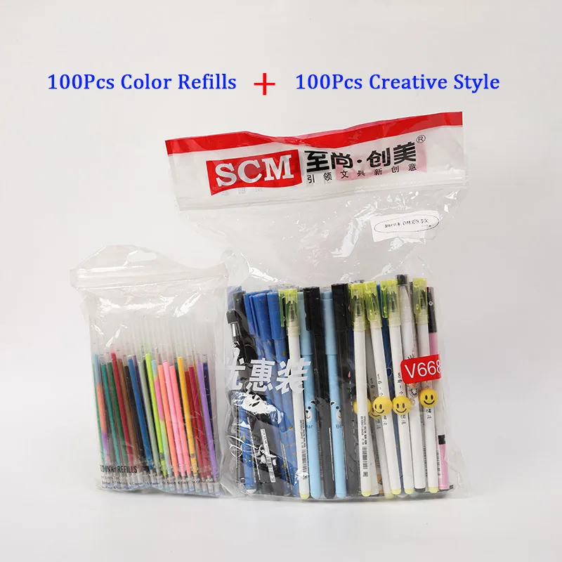 100pcs/set Six In One Coloes Ball Pen Korea Creative Cute