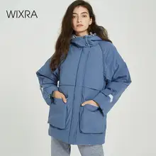 Wixra, женское плотное пальто с капюшоном, зимняя новинка, теплые карманы, женская Свободная Повседневная Базовая Женская куртка на меху