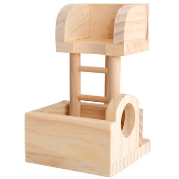 

1Pc Funny Small Animal Health Pine Toy Hamster Lookout Platform Rat Mouse Wooden Cage Climbing Playing Toys Ladder Bowl