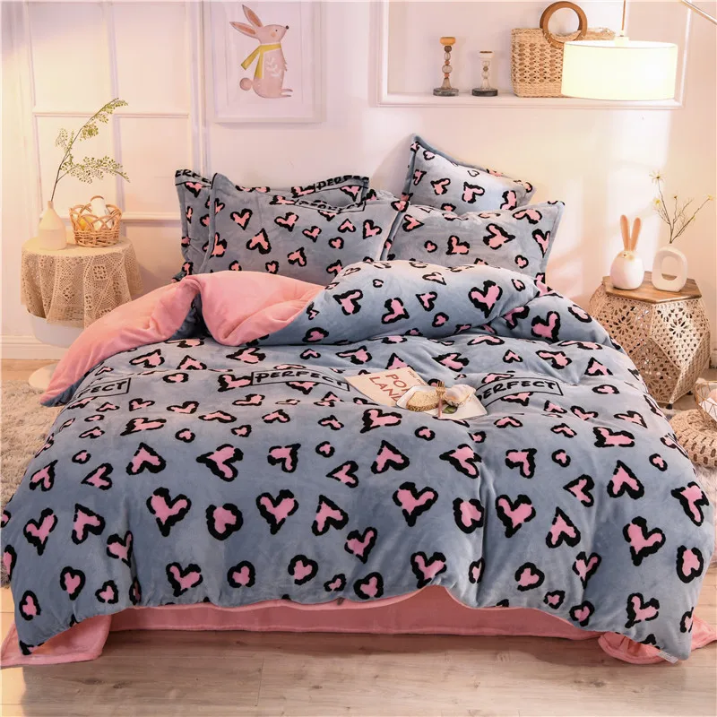 Coral Velvet Quilt Cover One-Piece plus Velvet Crystal Velvet Thick Warm Flannel Single Person Quilt Cover Winter Flannel Quilt