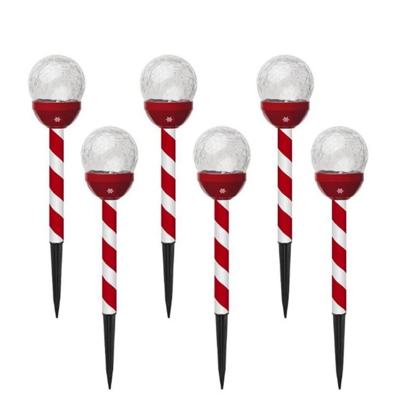 

6Pcs/Set Solar Powered Christmas Light Garden Light Outdoor Waterproof Garden Glass Crack Insert Solar Lawn Lamp Christmas Decor