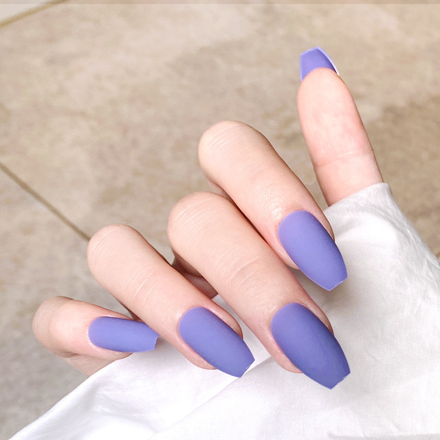 Khaki Pure Color Frosted Ballet matte Fake Nail press on Wearable Detachable Nail Tip Long Healthy full cover for Girl