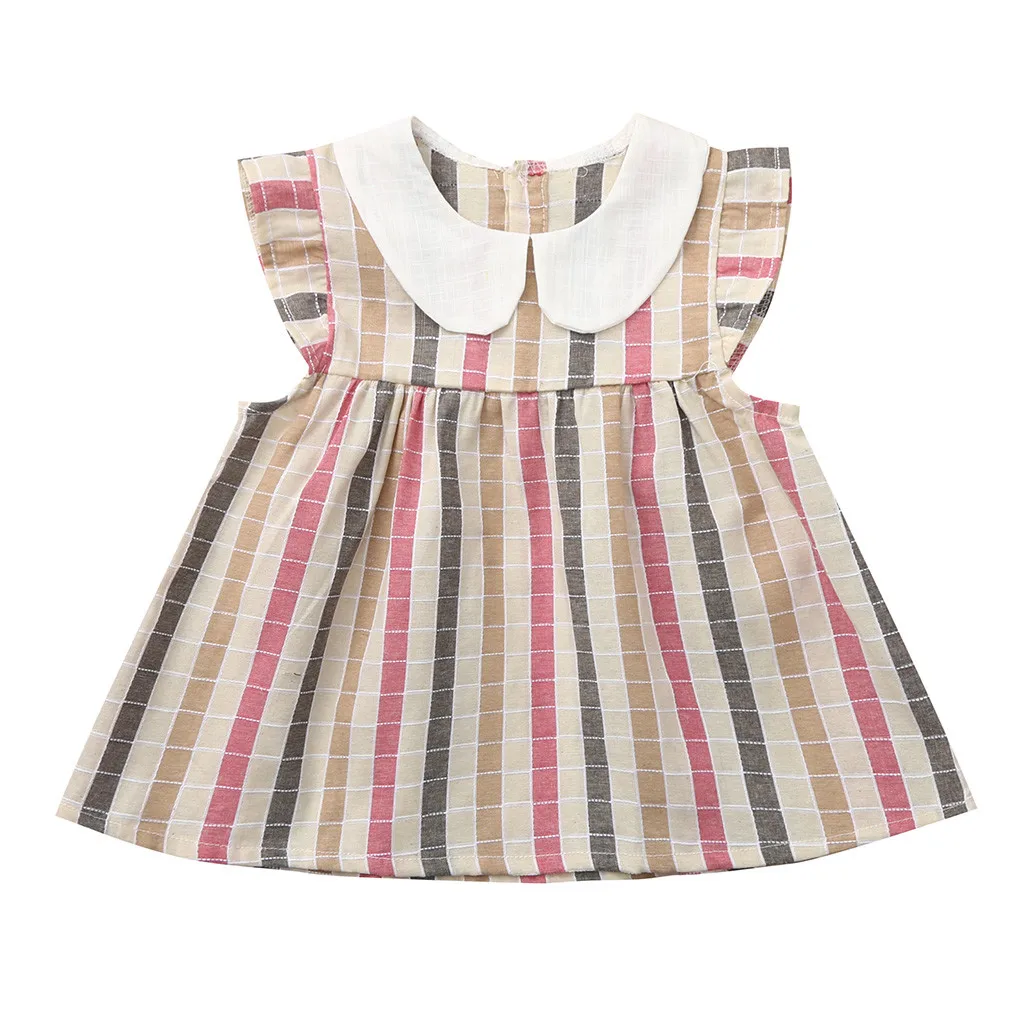 Модная детская одежда для девочек; хлопковая рубашка в клетку с круглым вырезом для маленьких девочек; Повседневная футболка принцессы; топы; одежда; H5