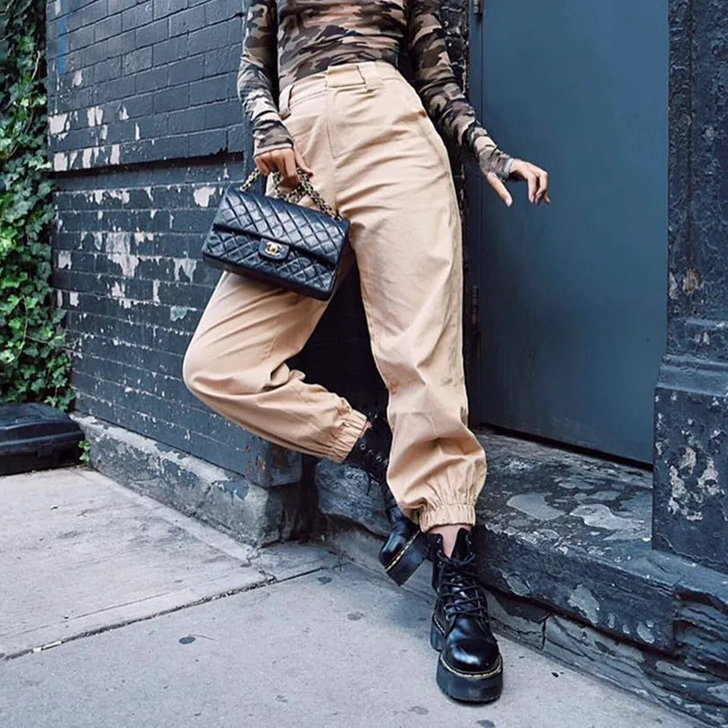 

Autumn Winter Casual Pants Women Harem High Waist Trousers Loose Pockets Zipper Cotton Solid color Femme Sweatpants dropshipping