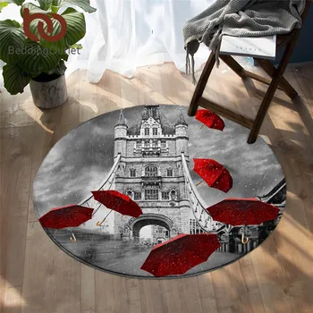 

BeddingOutlet Red Umbrella Bedroom Carpets England London Round Area Rug Living Room Tower Bridge on River Thames Floor Rug Mat