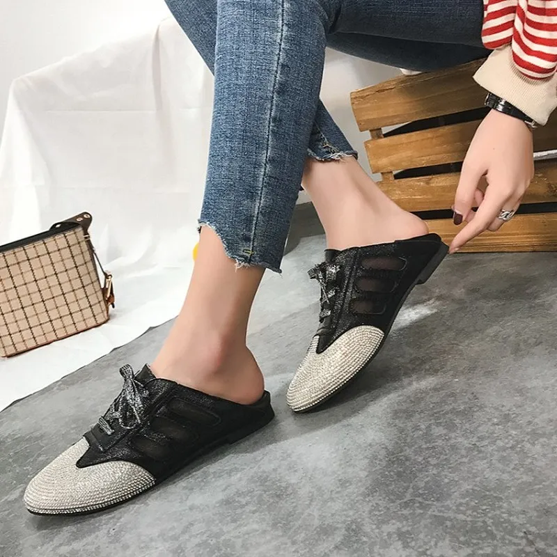 

2020 new Fashion rhinestone Leather Spring Autumn Flats Woman Loafers Female Slip On Flat Shoes Woman Sapato Feminino J16-31
