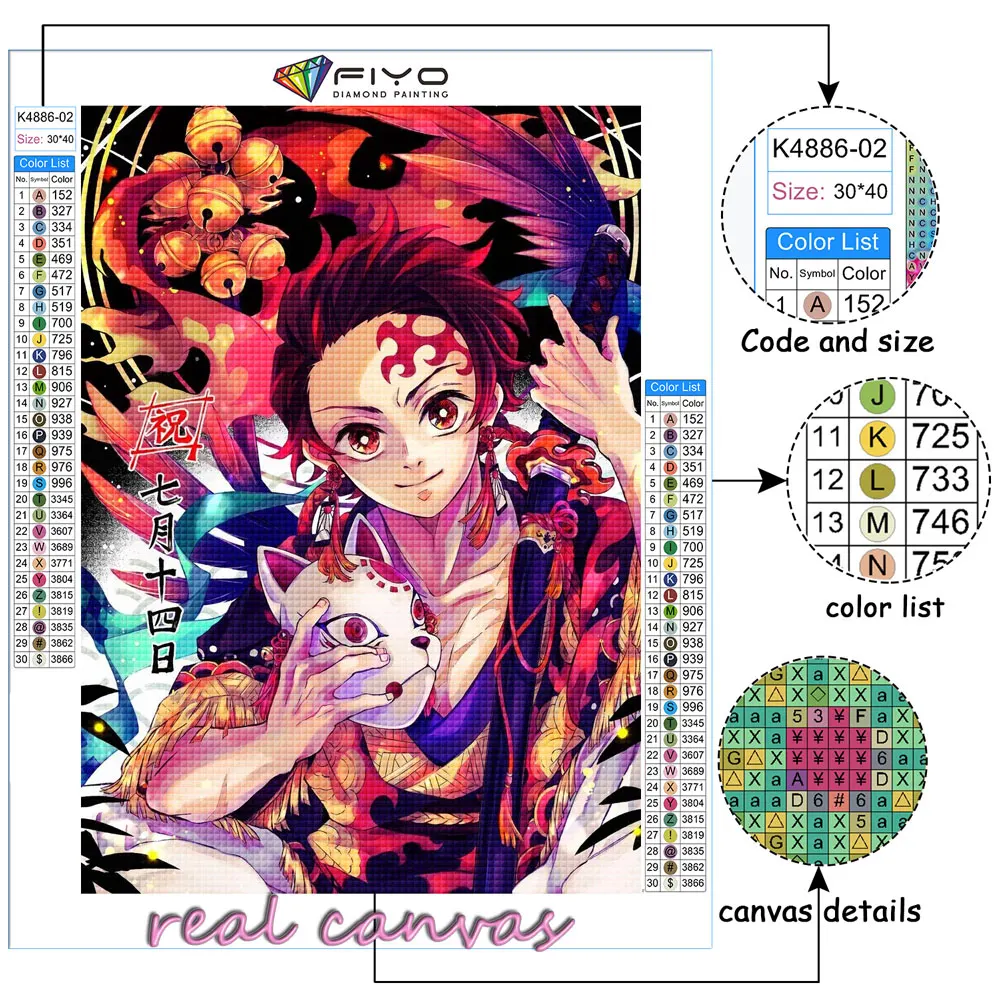 Diamond Painting Set For Adults Diy Demon Slayer Anime Diamond Art 5d  Diamond Painting Full Diamond Gemstone Art Cross Stitch Art Home Wall  Decoration