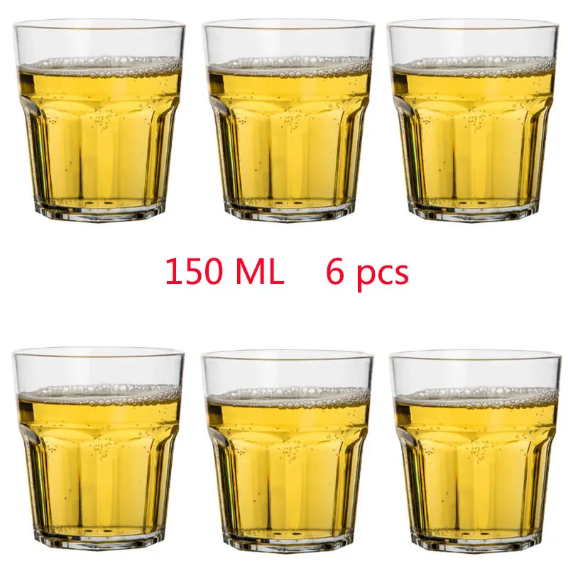 150ML 6PCS Акриловые пластиковые небьющиеся чашки для вечерние, семейные штабелируемые стаканы для сока, набор стаканов для питья, для соды, молока, пива, спиртных напитков - Цвет: 150ML 6PCS