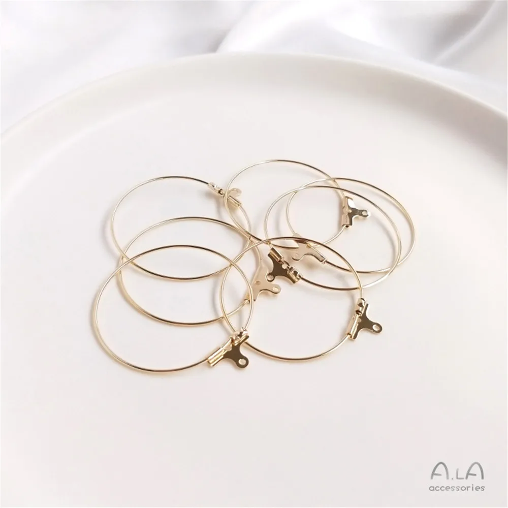 

14K Gold Plated Round shape ring smooth earring DIY hand-designed eardrop accessories materials