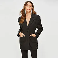 HIGH STREET Новая мода стильный Блейзер Куртка женская на одной пуговице свободный стиль блейзер - Цвет: Черный