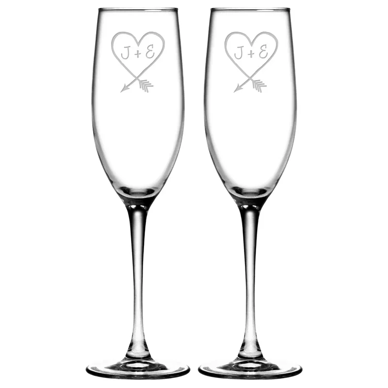 Personalized Heart Wedding Flute Wedding Champion Flutes With Couple